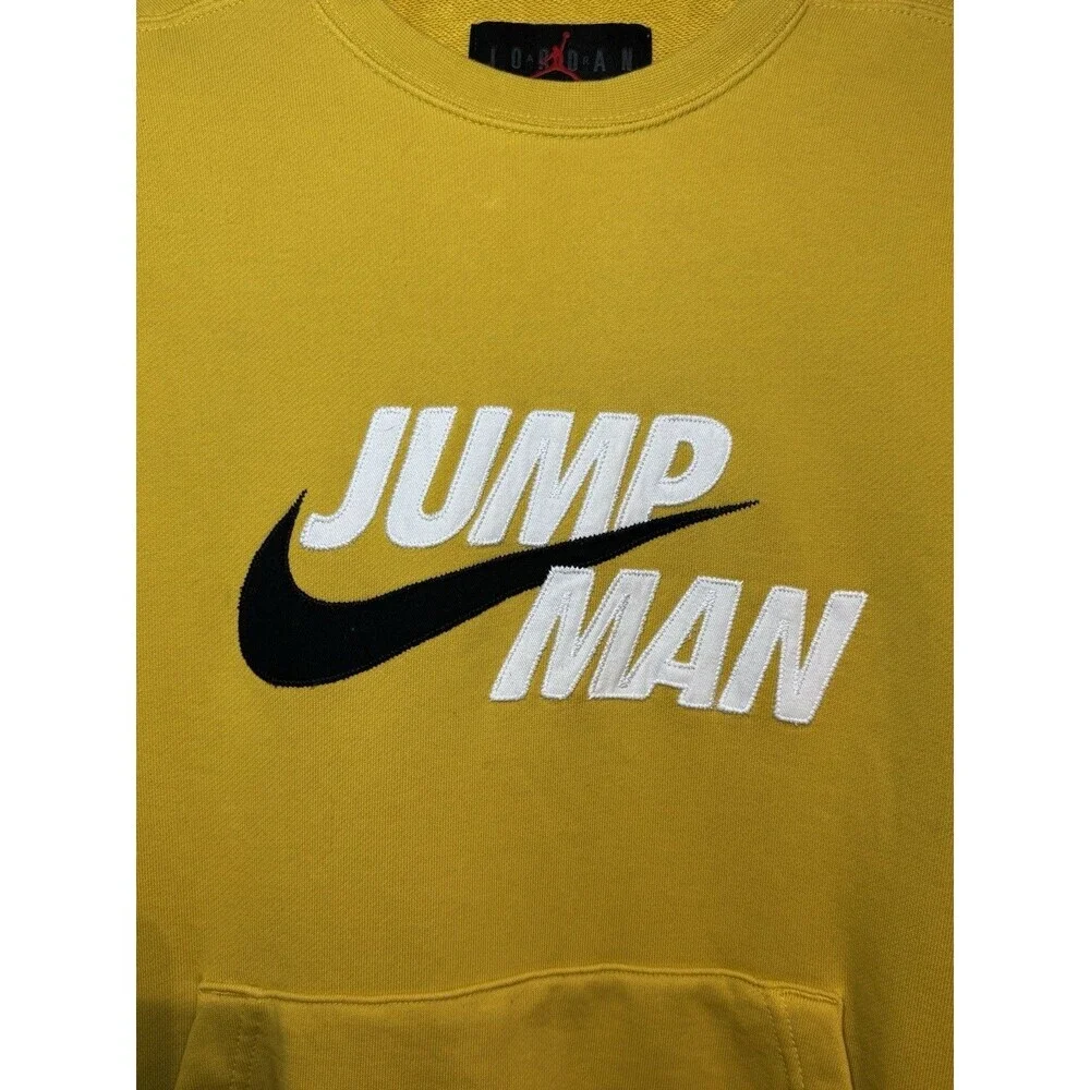 Nike Air Jordan Jumpman Pullover Crew Sweatshirt Men Size XS MUSTARD COLOR